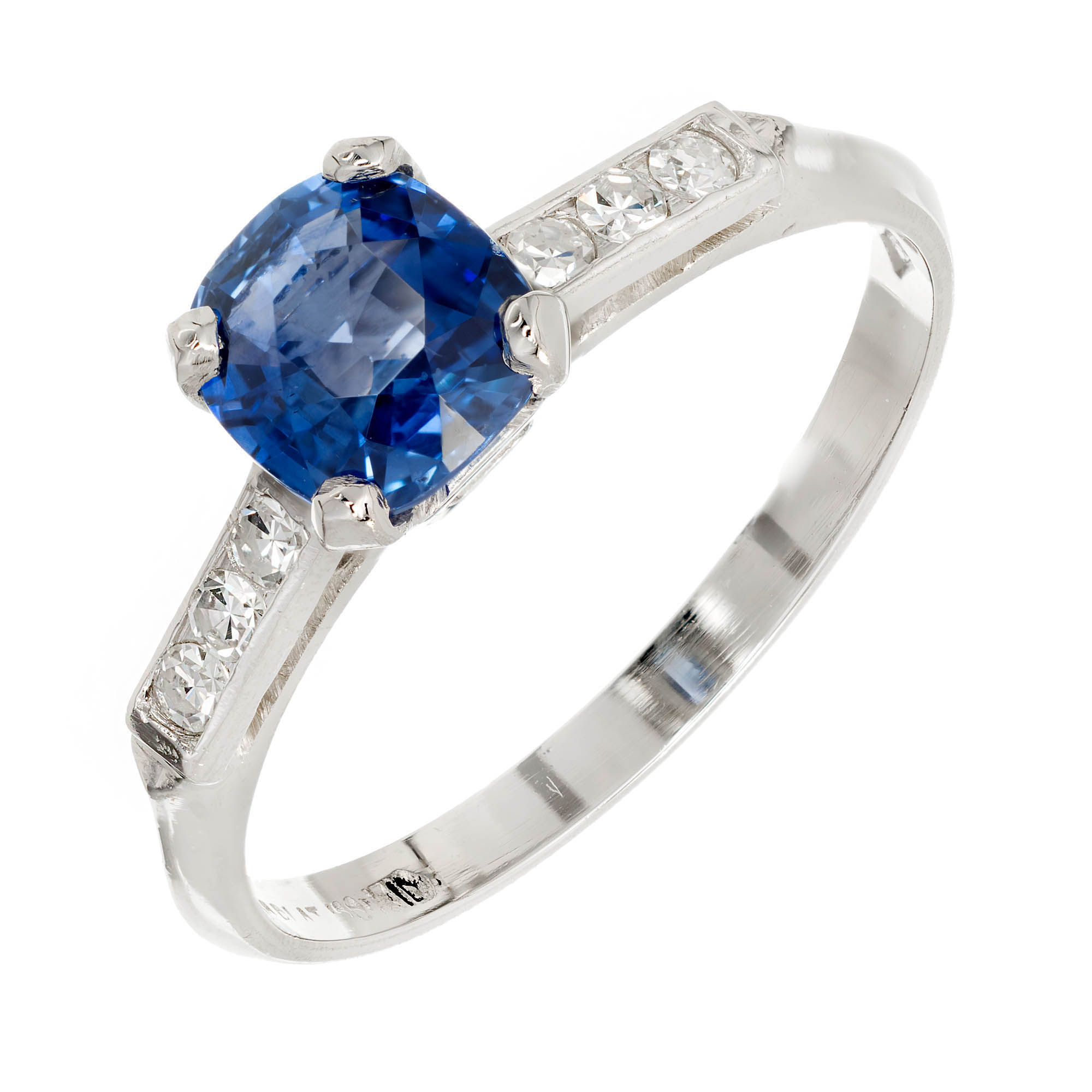 Vintage 1900 1.03ct Blue Sapphire Engagement Ring GIA Certified ...