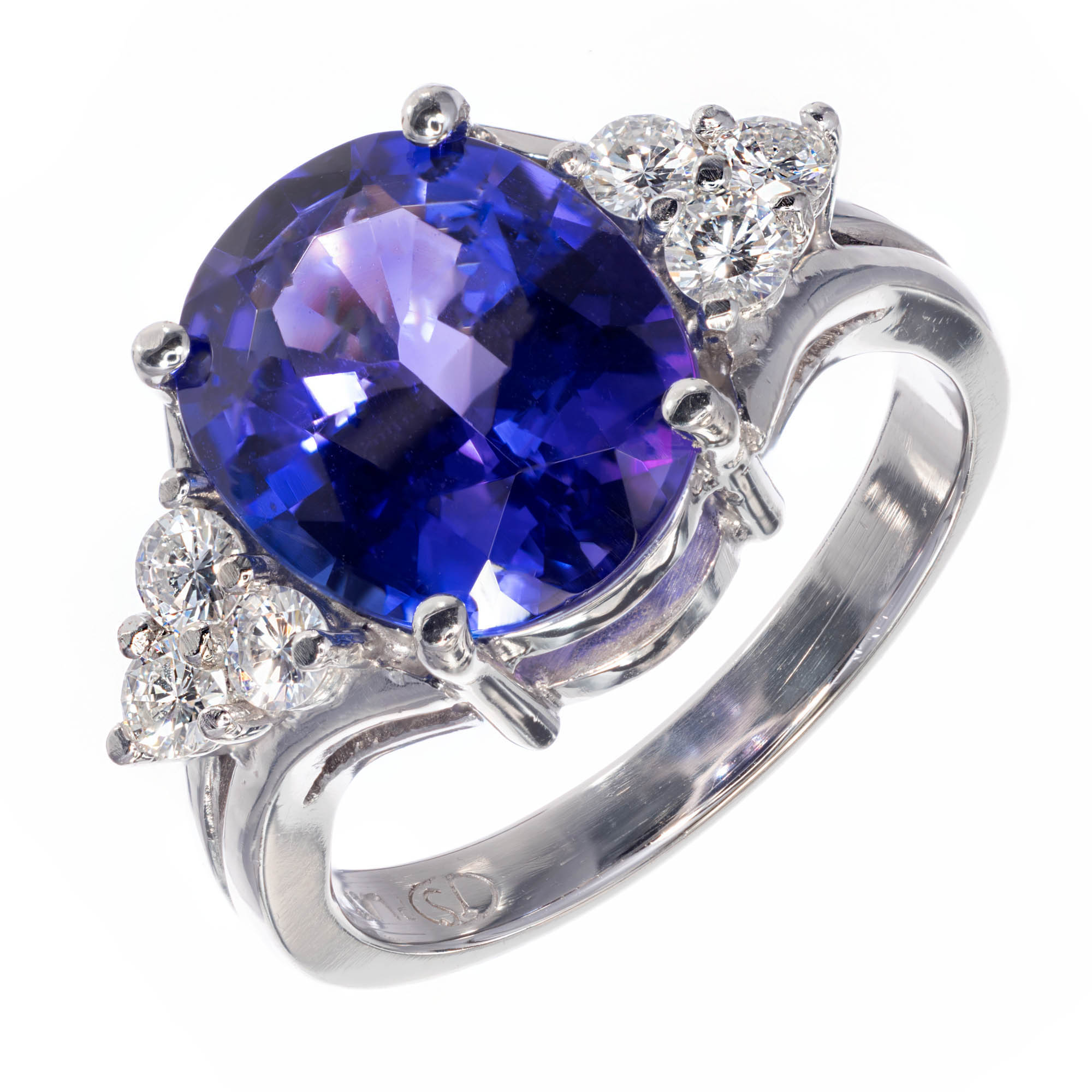 Oval Bright Purplish-Blue Tanzanite Ring 3.00ct Platinum Diamond | eBay