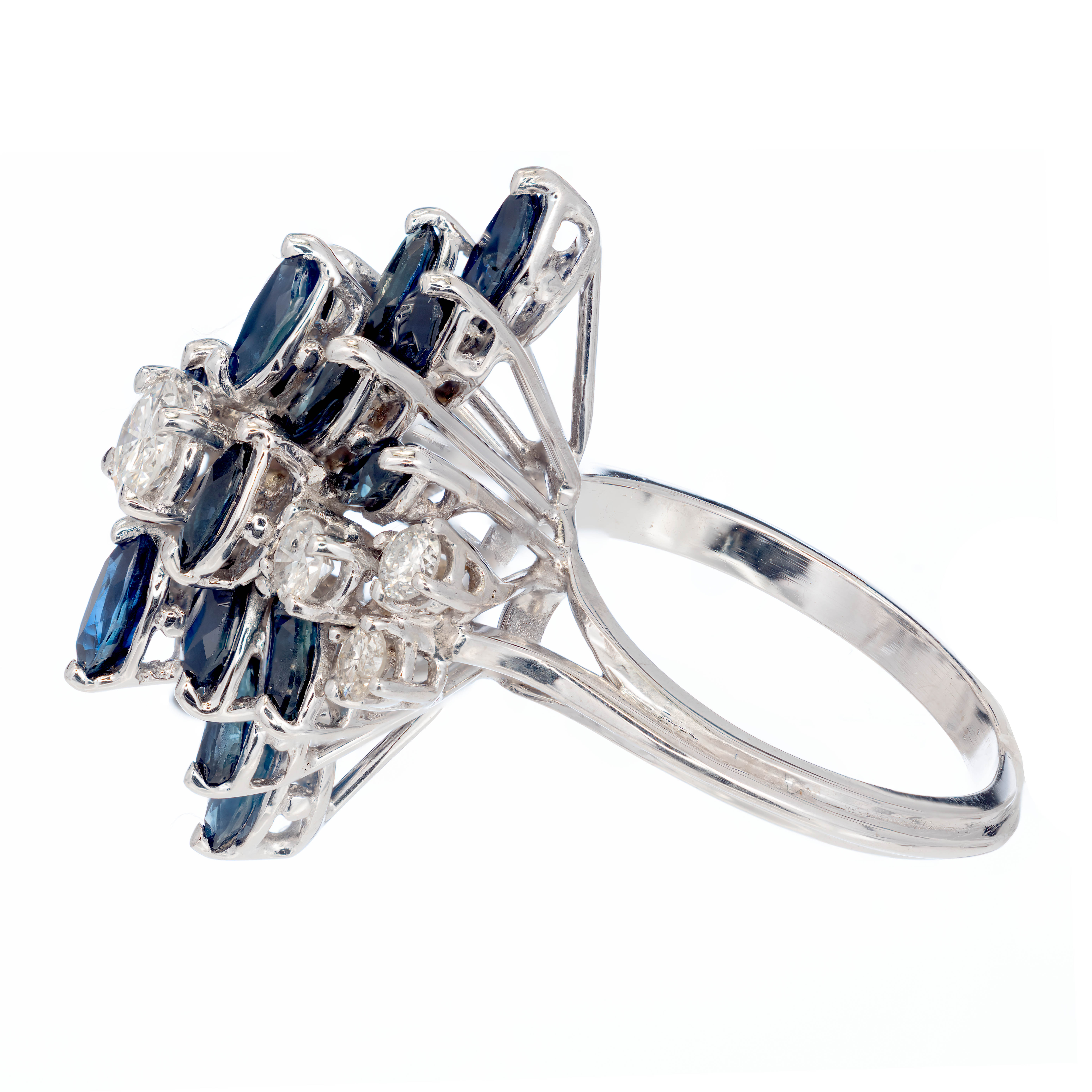 2.90ct Diamond Sapphire 14k White Gold Cluster Cocktail Ring | eBay