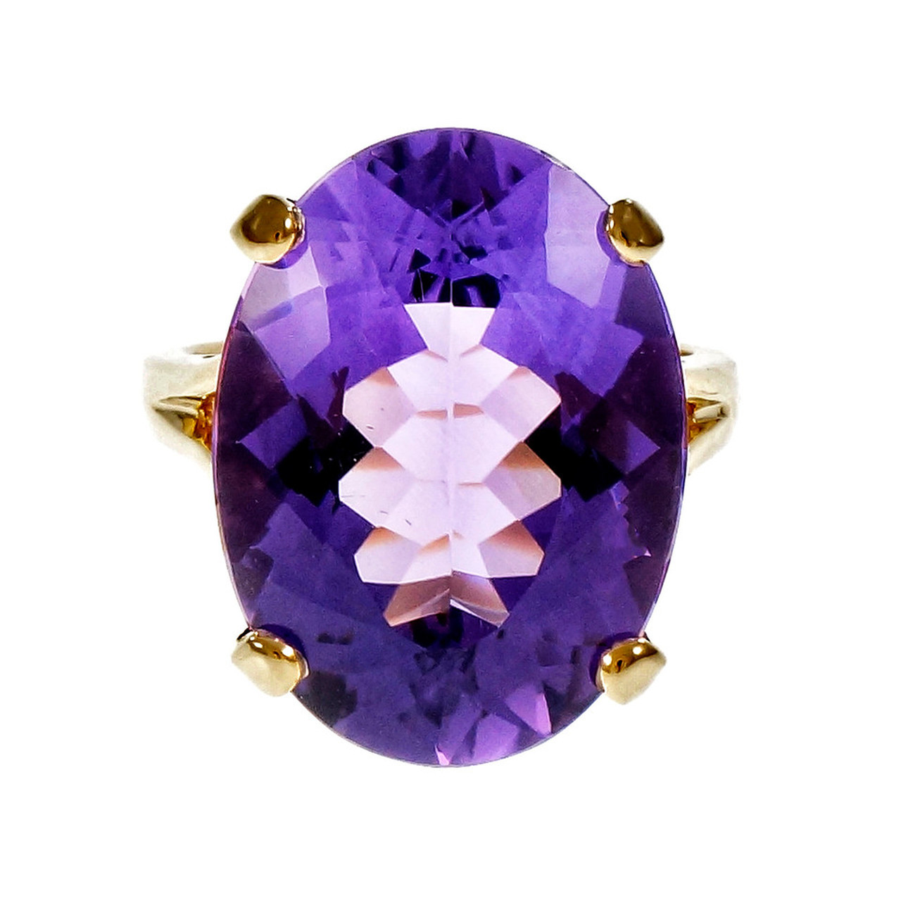 Estate Large Oval Amethyst Ring 14k Yellow Gold eBay