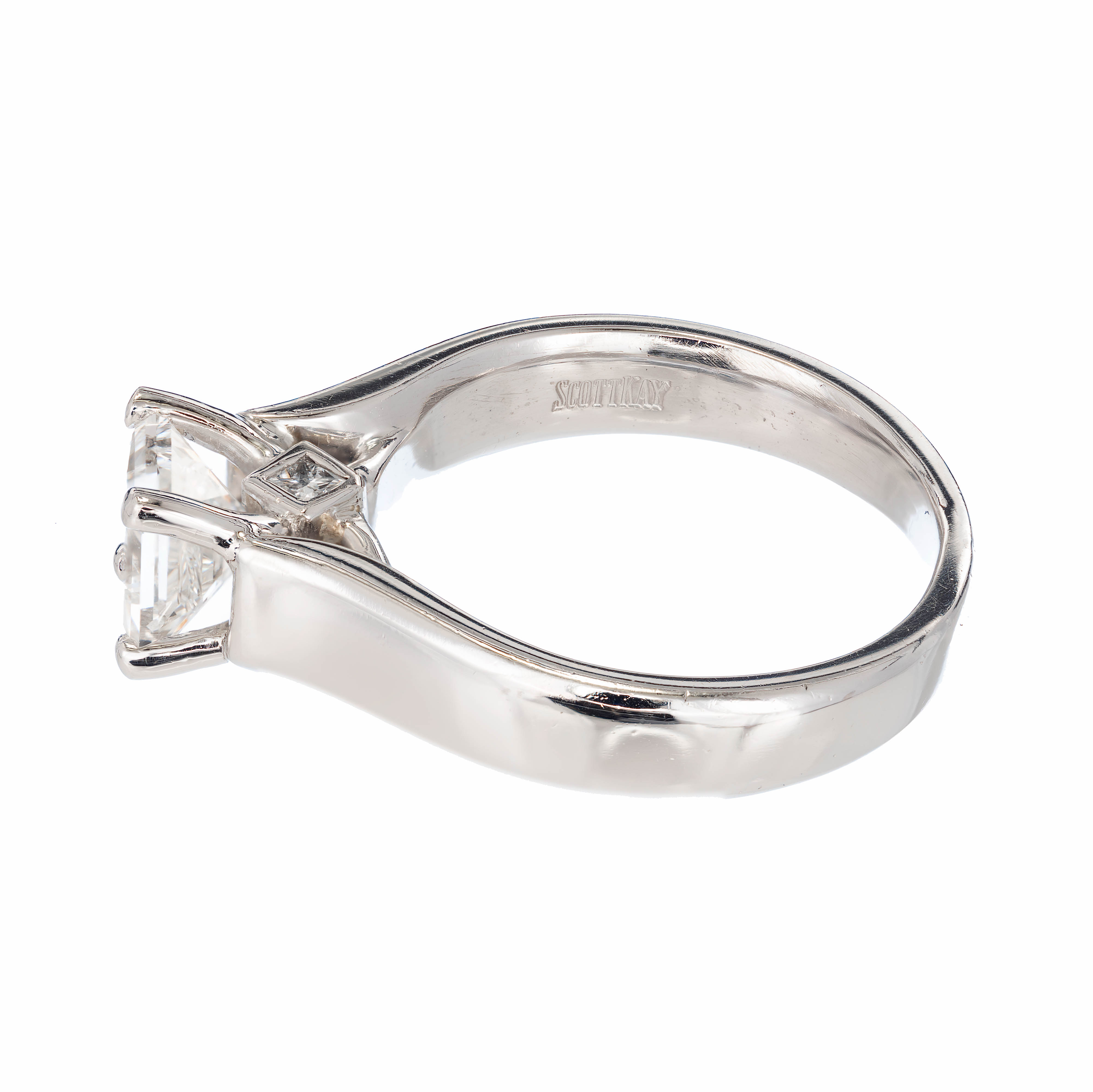 Estate Scott Kay 1.15ct Princess Cut Certified Platinum Diamond ...