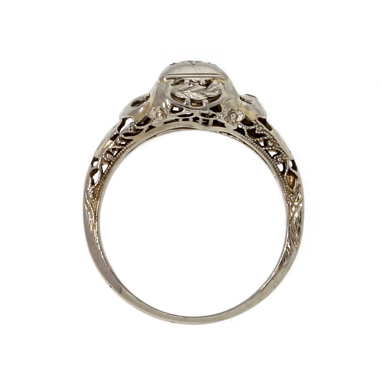 Vintage Art Deco 1940 18k White Gold Filigree 21ct Diamond Engagement Ring Ebay 7863