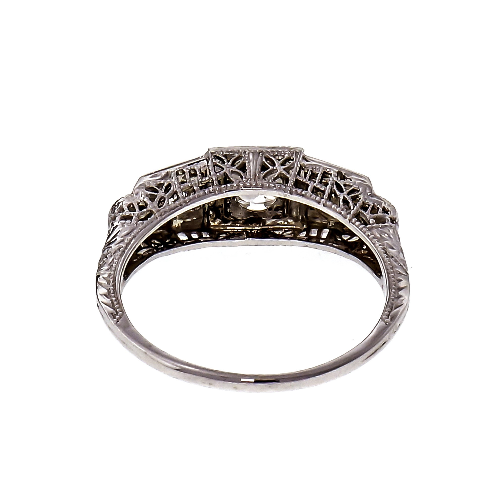 Vintage Art Deco Filigree Diamond Engagement Ring 18k White Gold | eBay