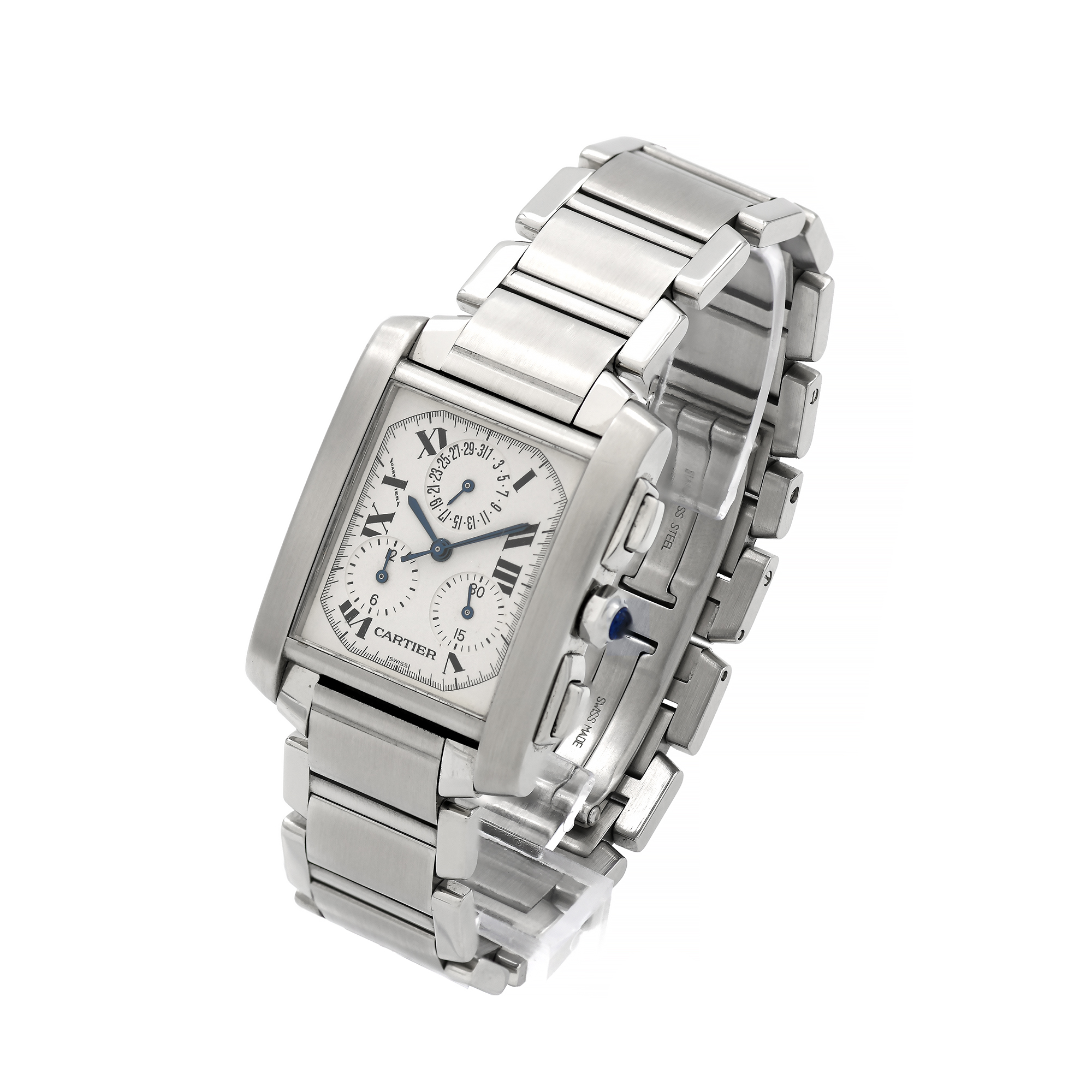Cartier Steel Tank Francaise 2303 Quartz Chronograph Wrist Watch | eBay