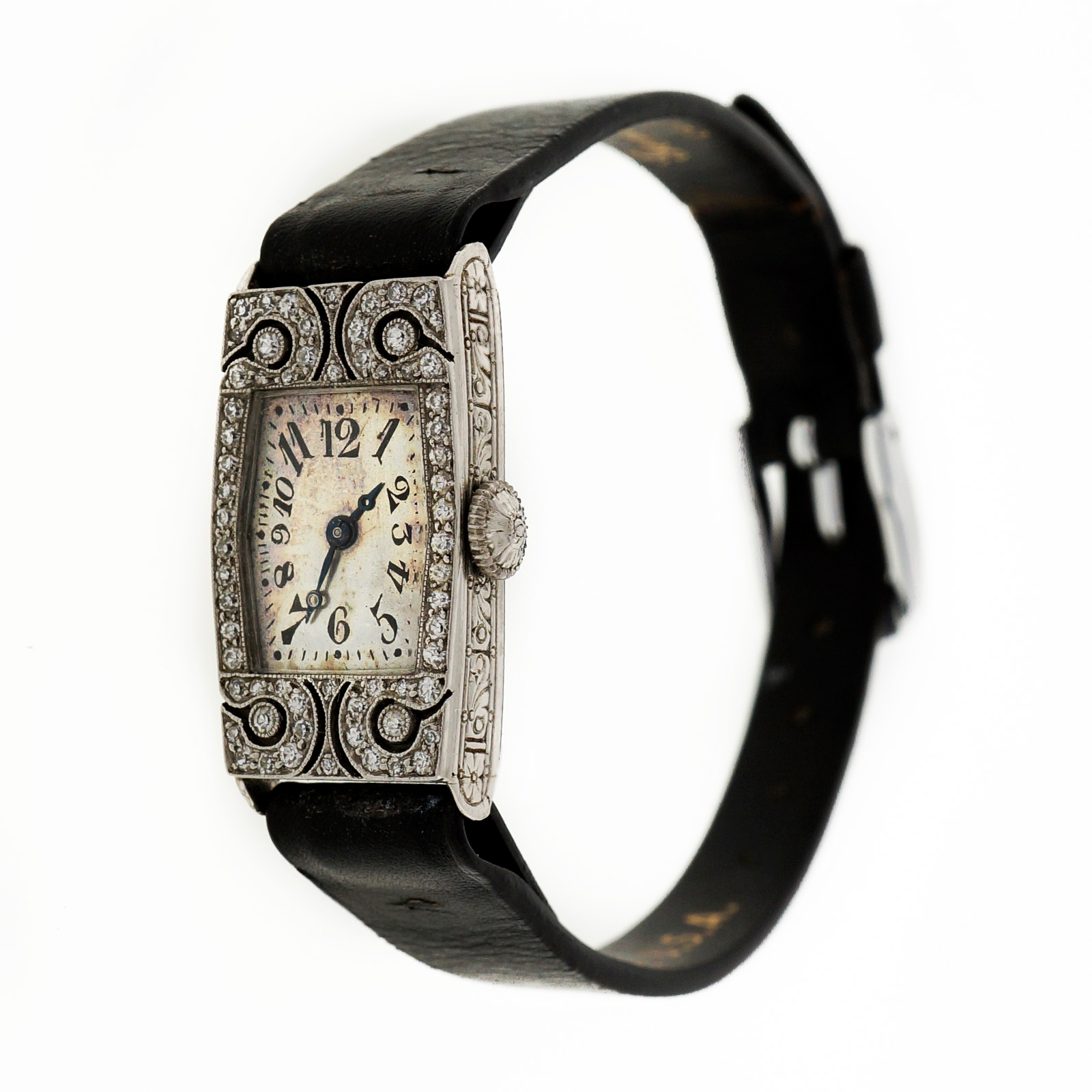 Art Deco 1920 Ladies Platinum Diamond Waltham Strap Watch eBay