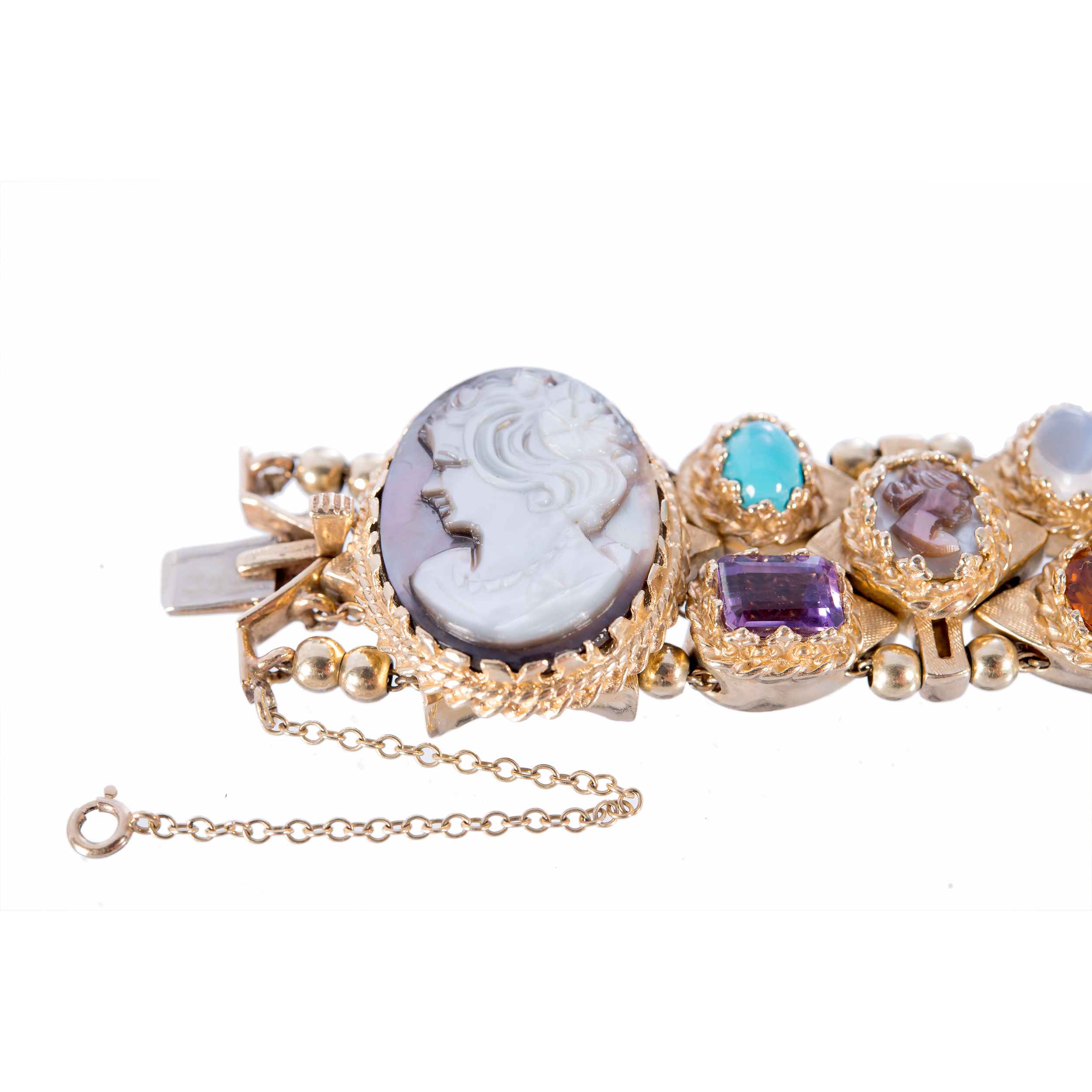 Cameo Slide Bracelet Multi Stone Watch 14k Yellow Gold eBay