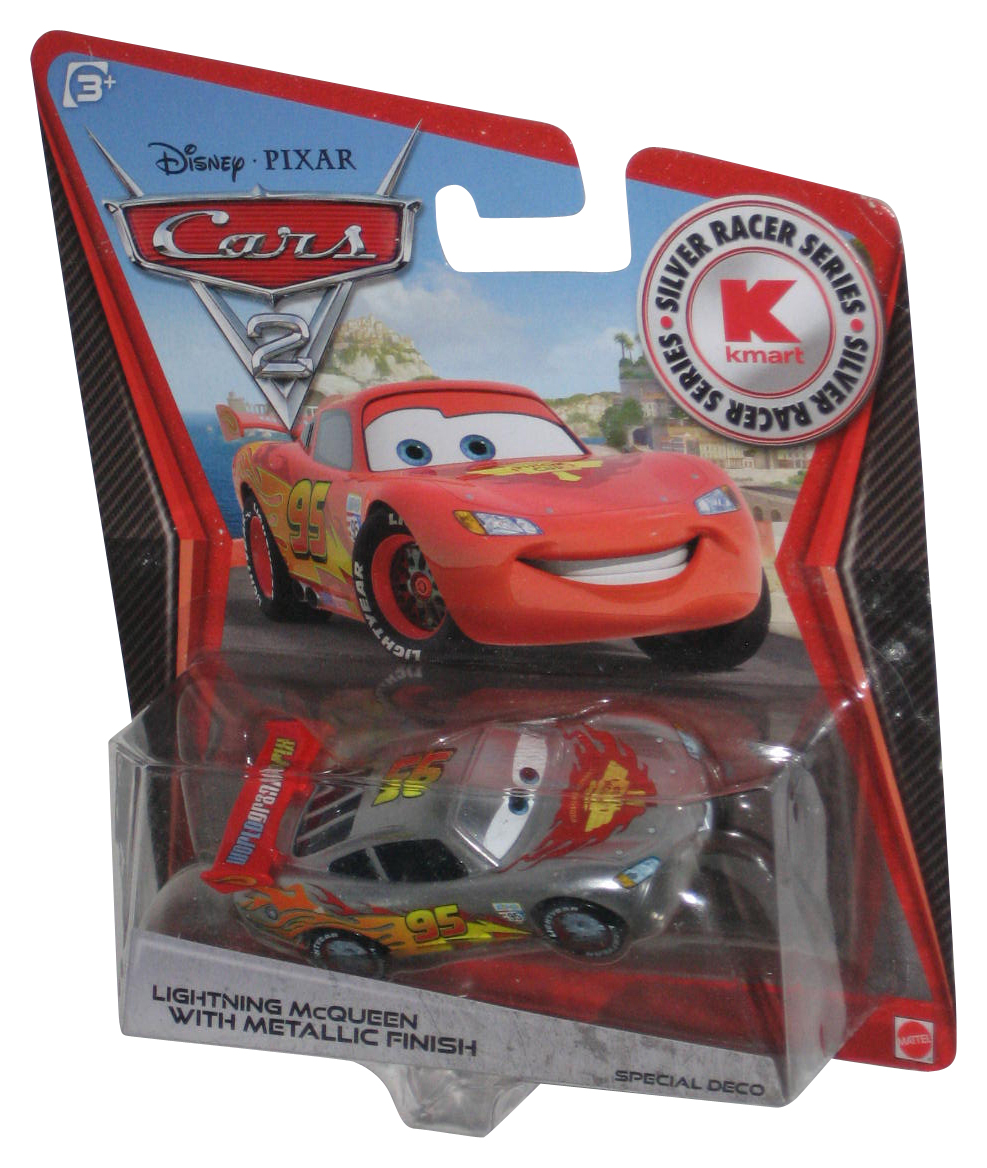 DISNEY PIXAR CARS 2 Lightning McQueen Silver Metallic Finish Toy Car