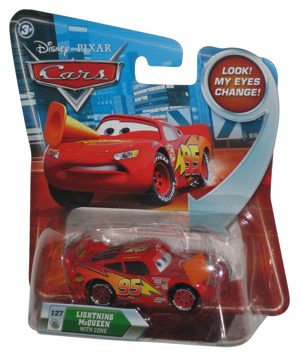 Disney Cars Lenticular Eyes Series 2 Lightning McQueen w Cone Die Cast Toy Car