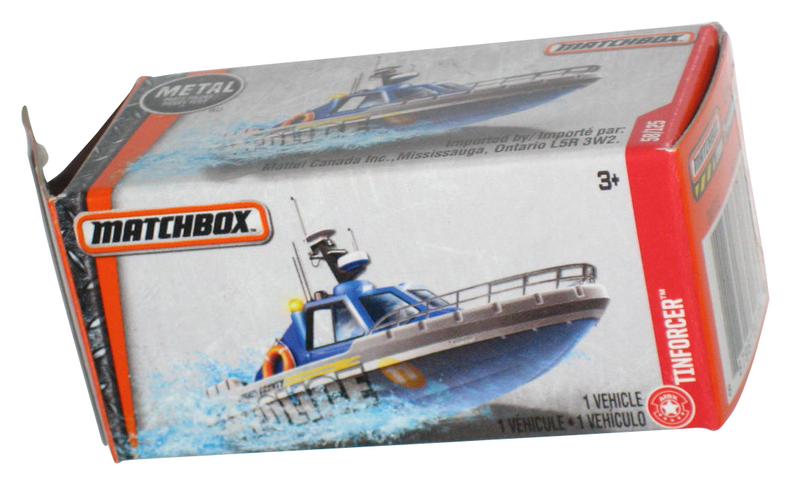 Matchbox blau & silber (2016) Mattel Police Tinforcer Spielzeugboot Power Grabs Box 5