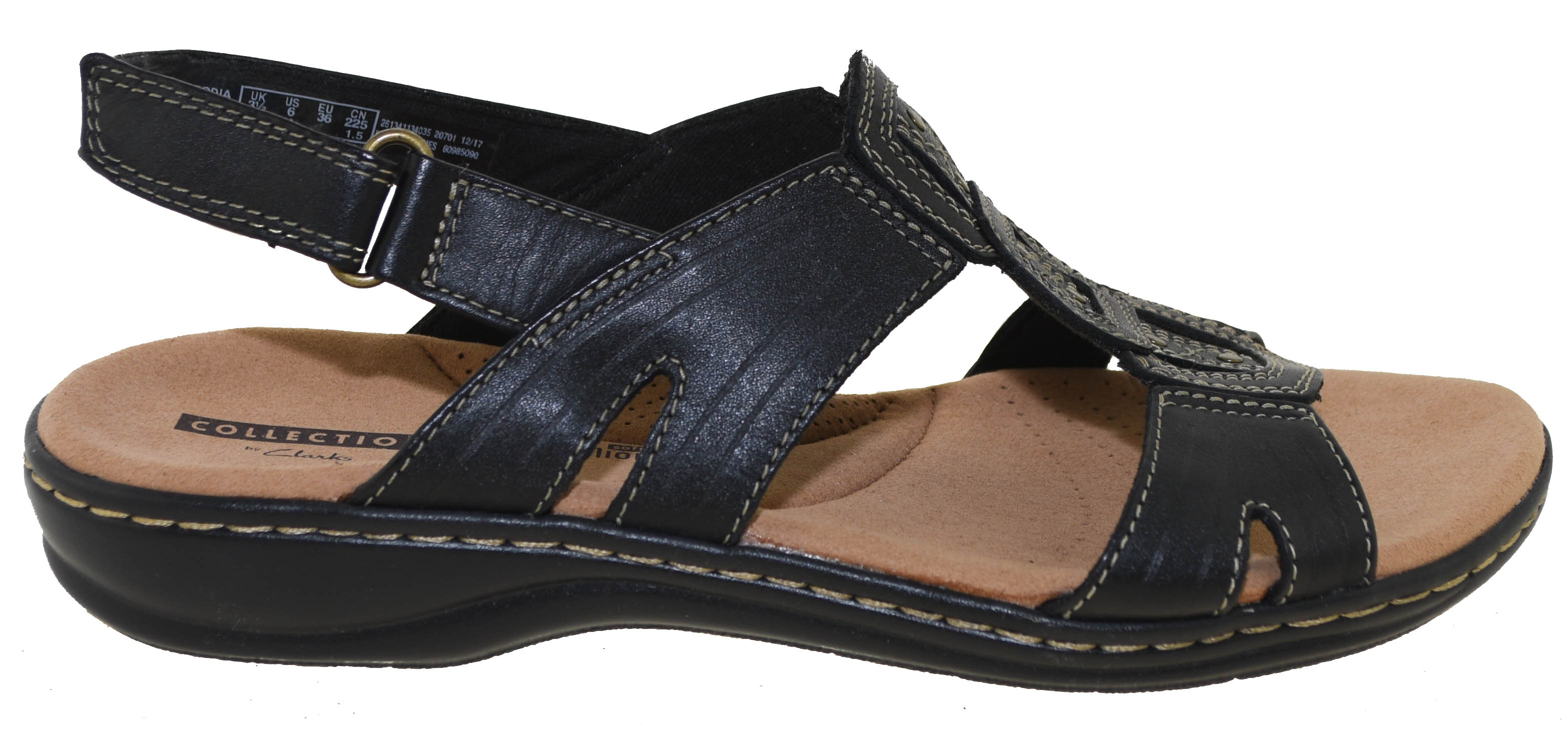 Clarks Women's Leisa Vine Platform Sandal Black Leather Style 34113 | eBay