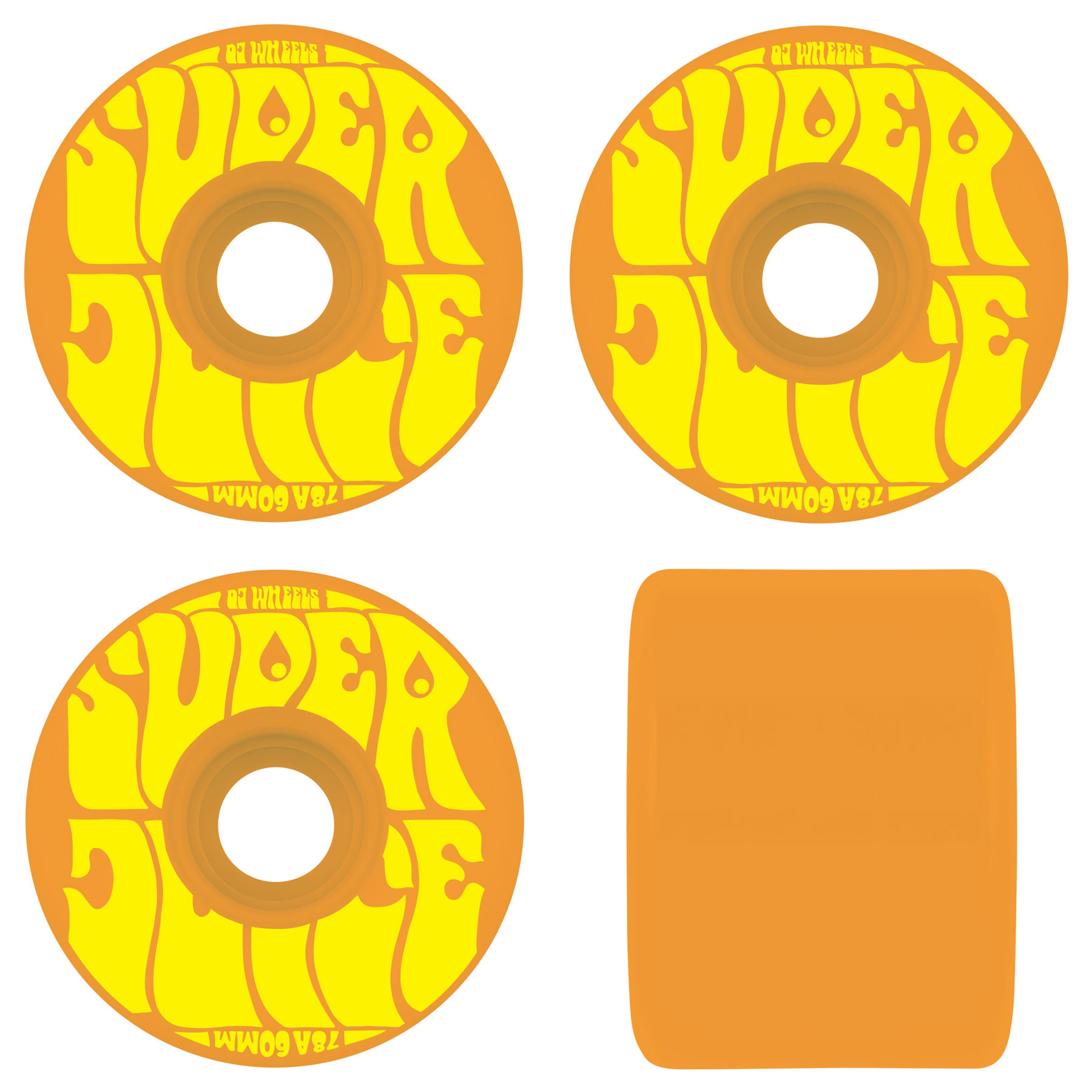 OJ Skateboard Cruiser Wheels 60mm Super Juice 78A Orange Sof