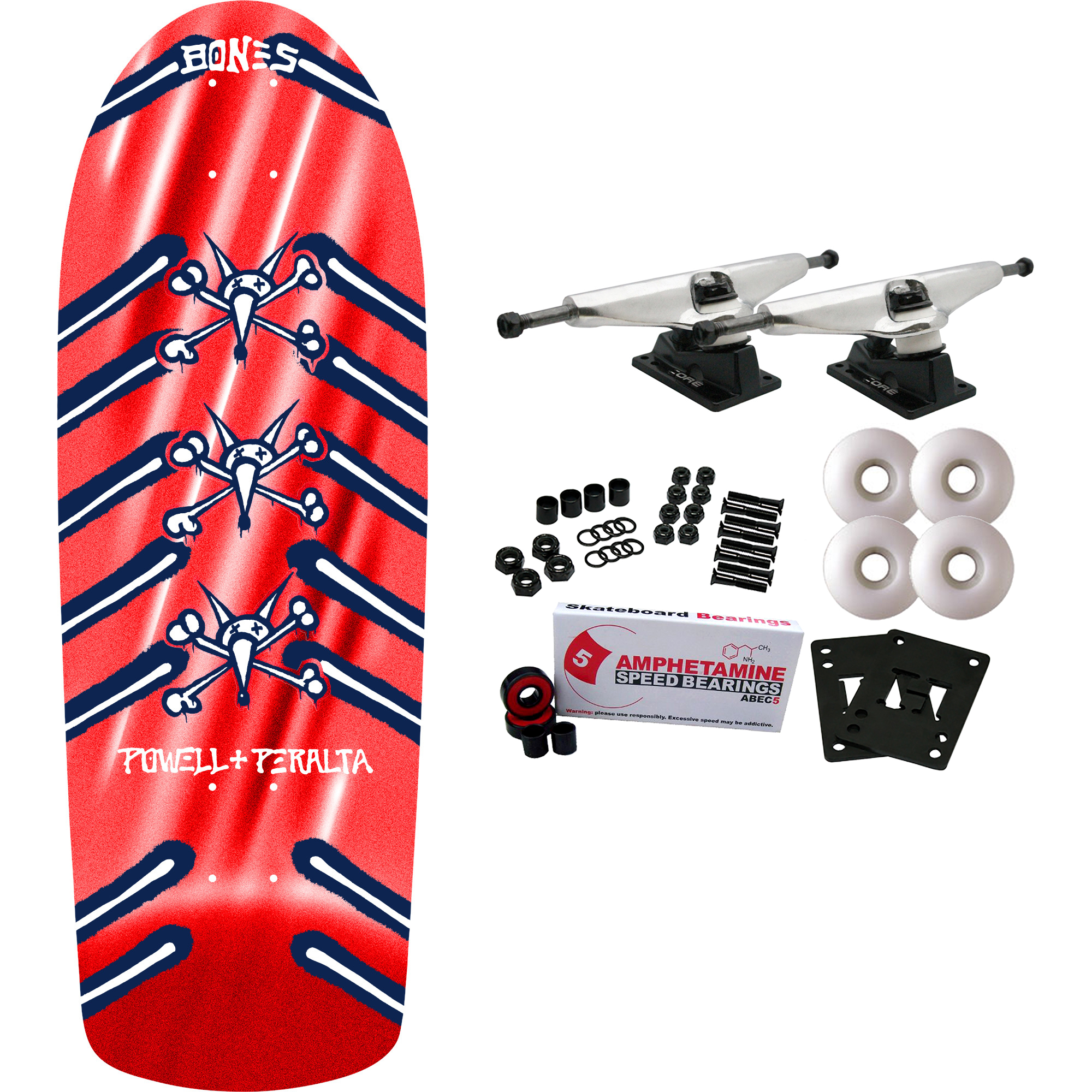 Powell Peralta Skateboard Complete OG Rat Bones Red Foil Old