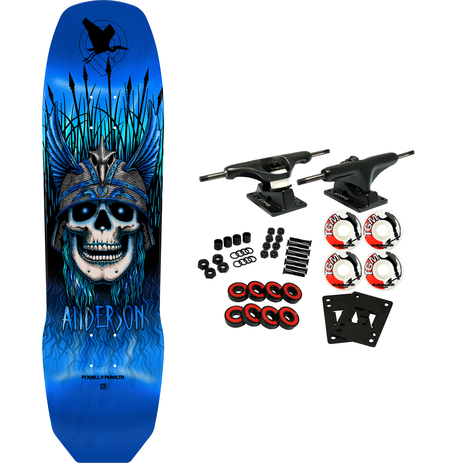 Powell Peralta Skateboard Complete Andy Anderson Heron Skull Blue