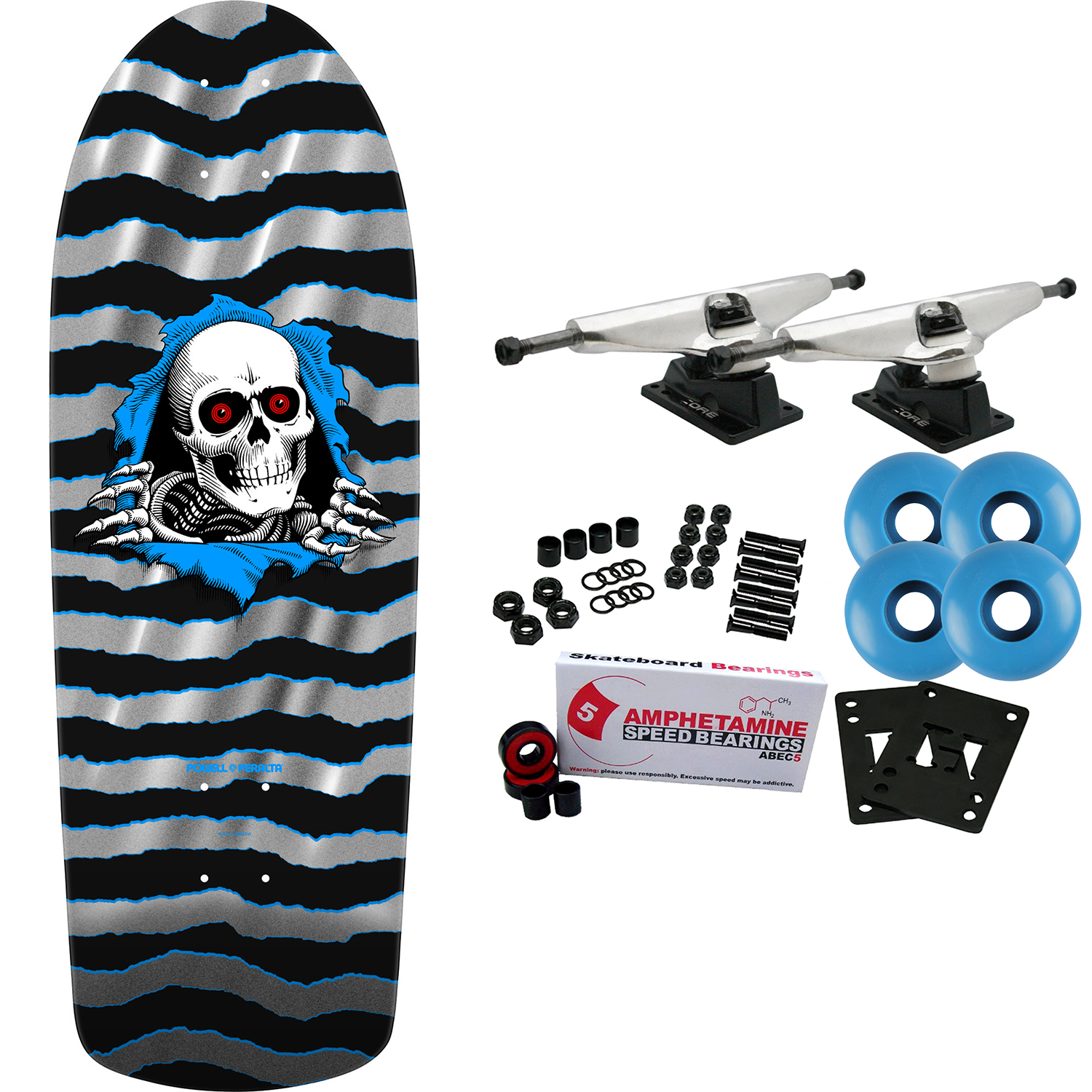 Powell Peralta Skateboard Complete OG Ripper Silver Foil Old