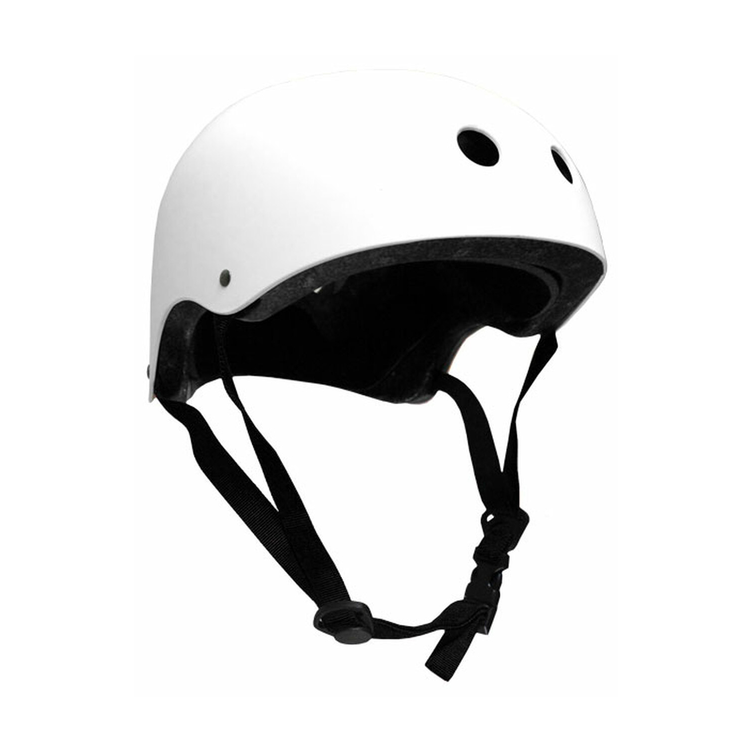 Krown White Shell with Black Strap Skateboard Helmet, Youth One Size