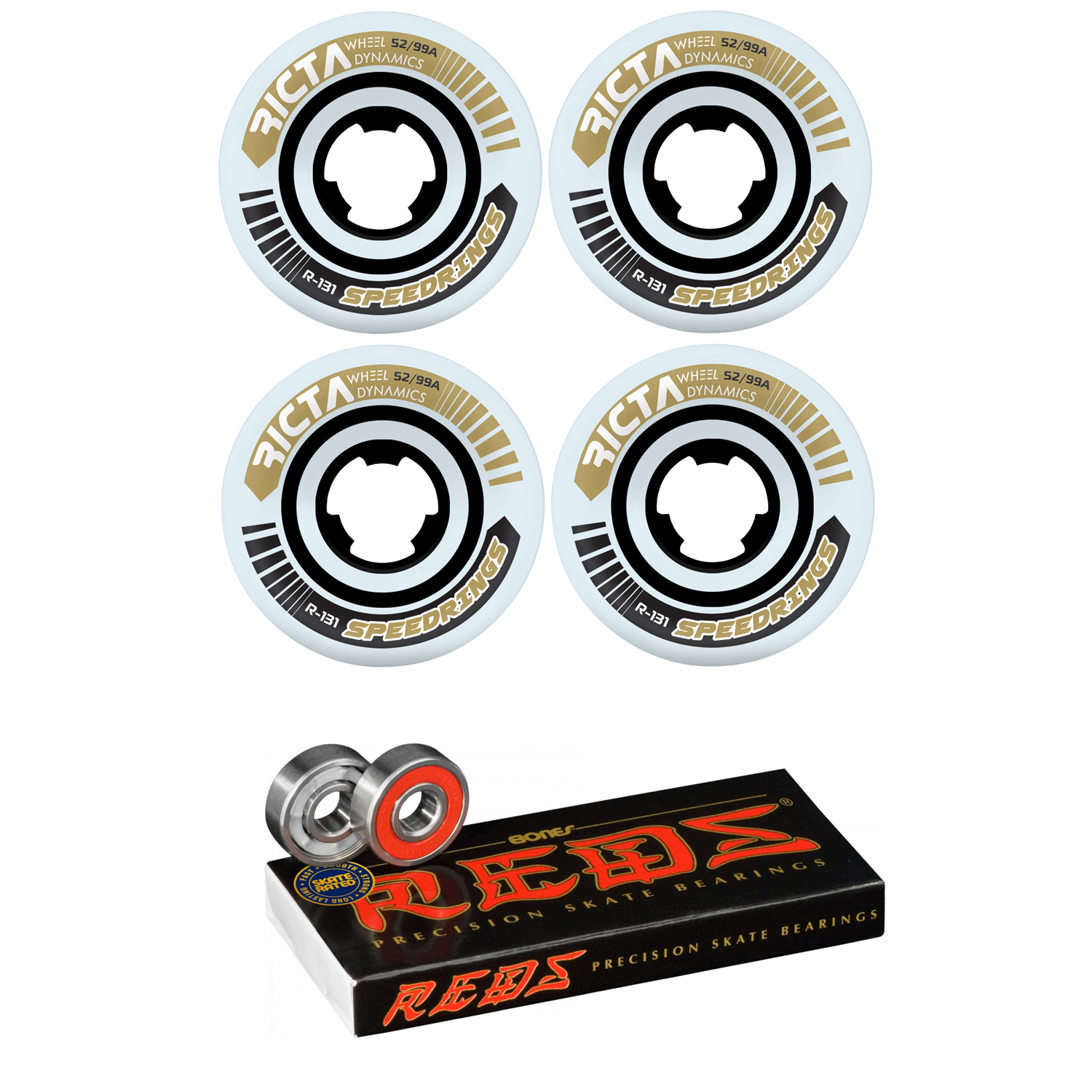 Wheels 52mm Speedrings Slim 99a With Bones Reds Bearings