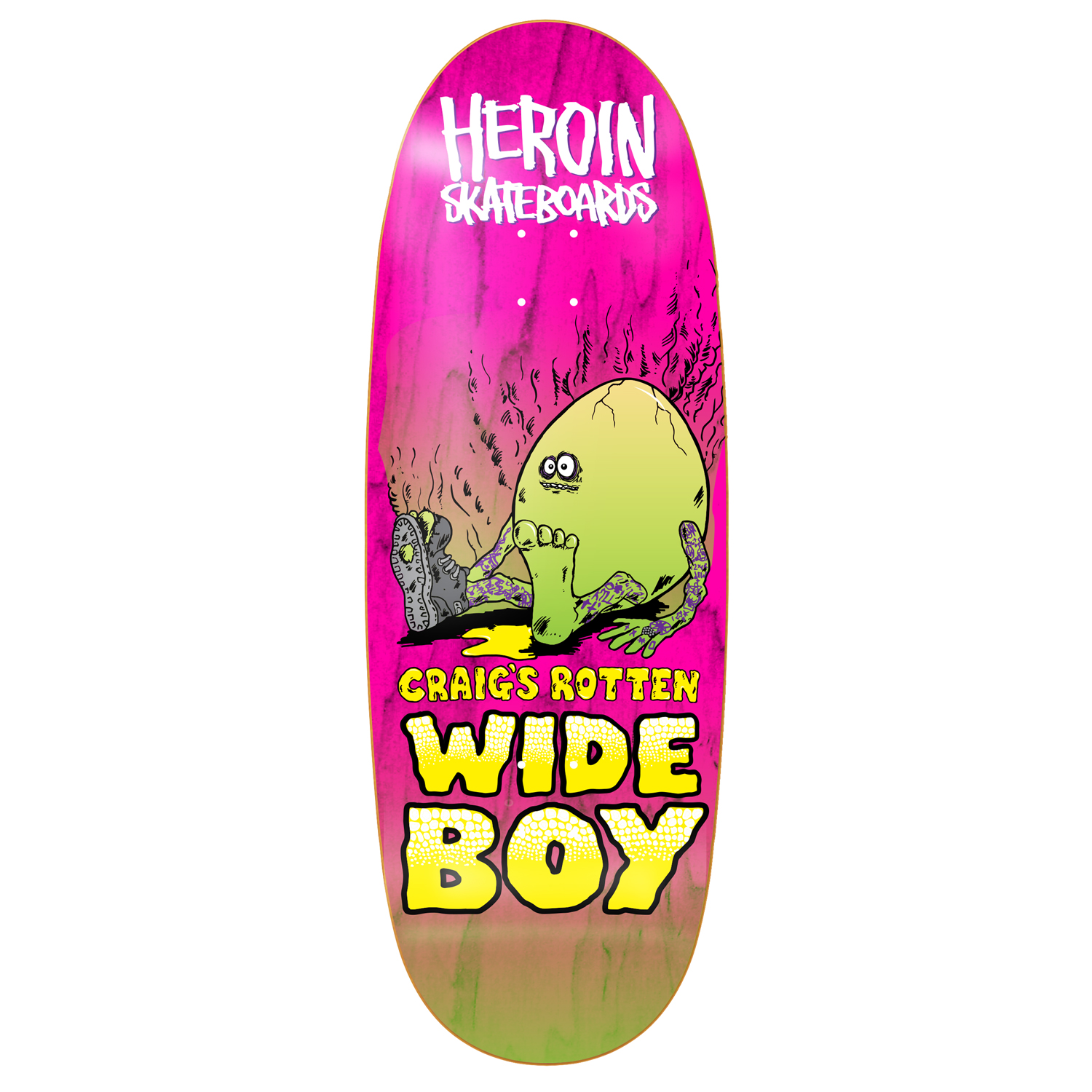 Heroin Skateboard Deck Craig Questions Rotten Wide Boy (Assorted