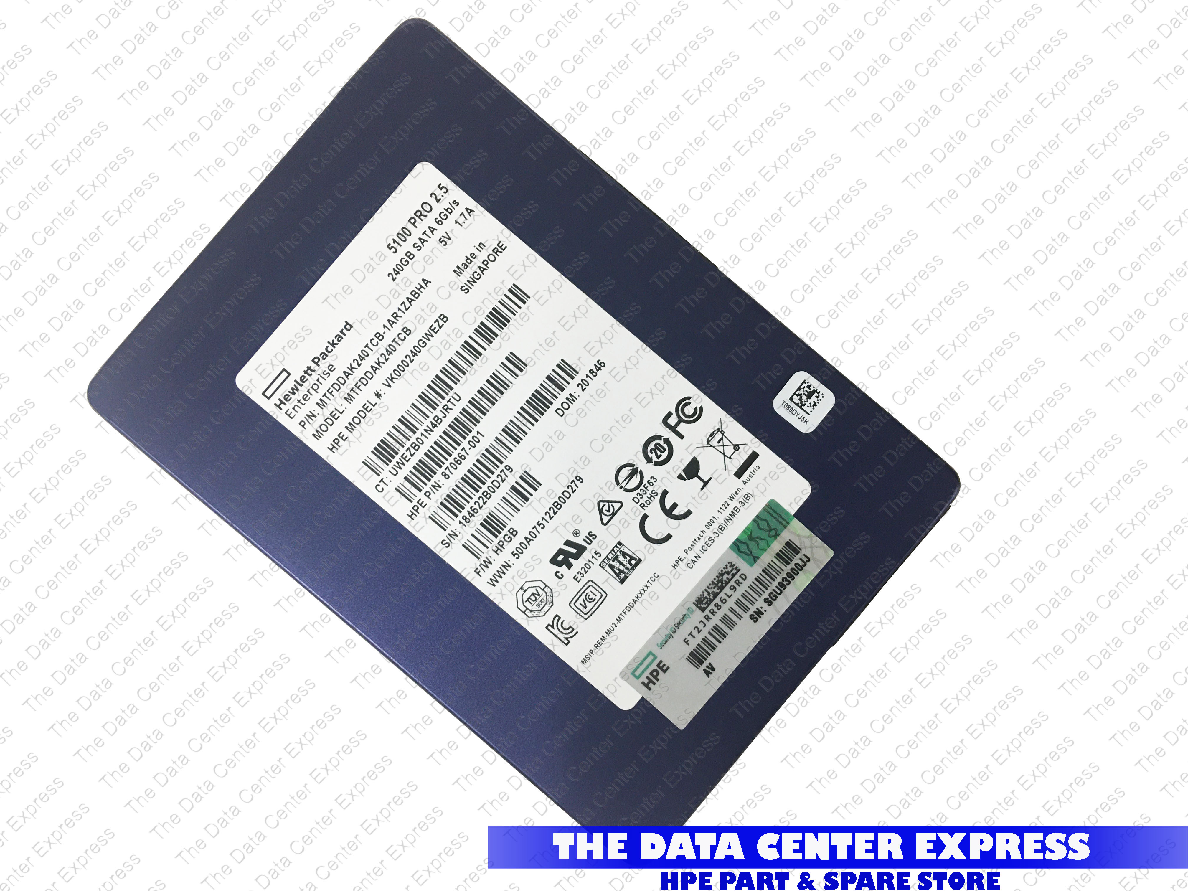 HP 240GB SATA 6G SFF NHP 2.5" SSD 748441-B21 748655-001  SUB MICRON 5100 PRO 99%