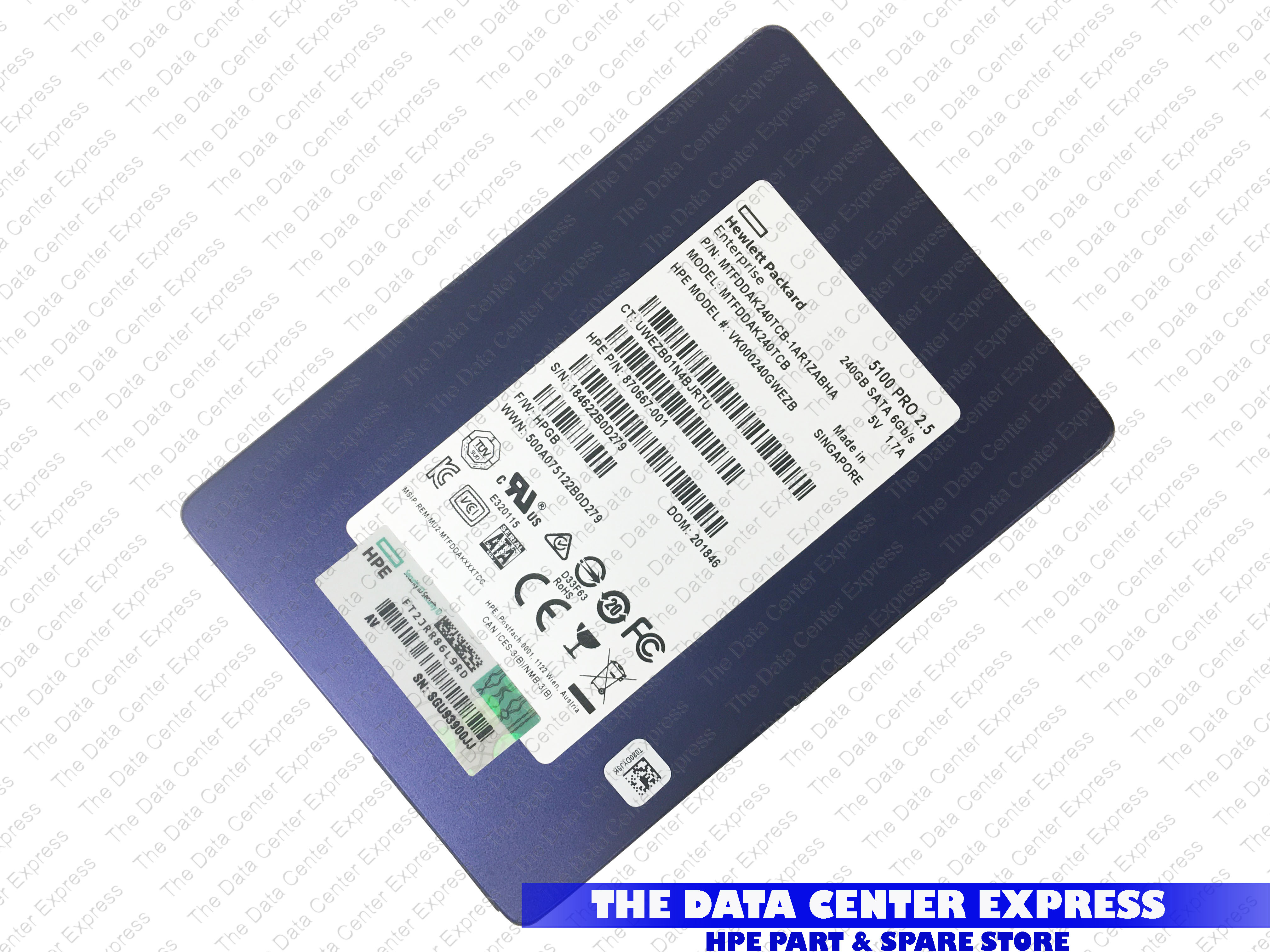 HP 240GB SATA 6G SFF NHP 2.5" SSD 748441-B21 748655-001  SUB MICRON 5100 PRO 99%