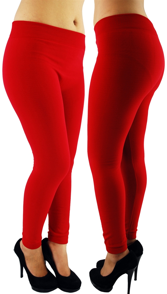 Super Comfy Fleece Lined Leggings - Dark Red | eBay