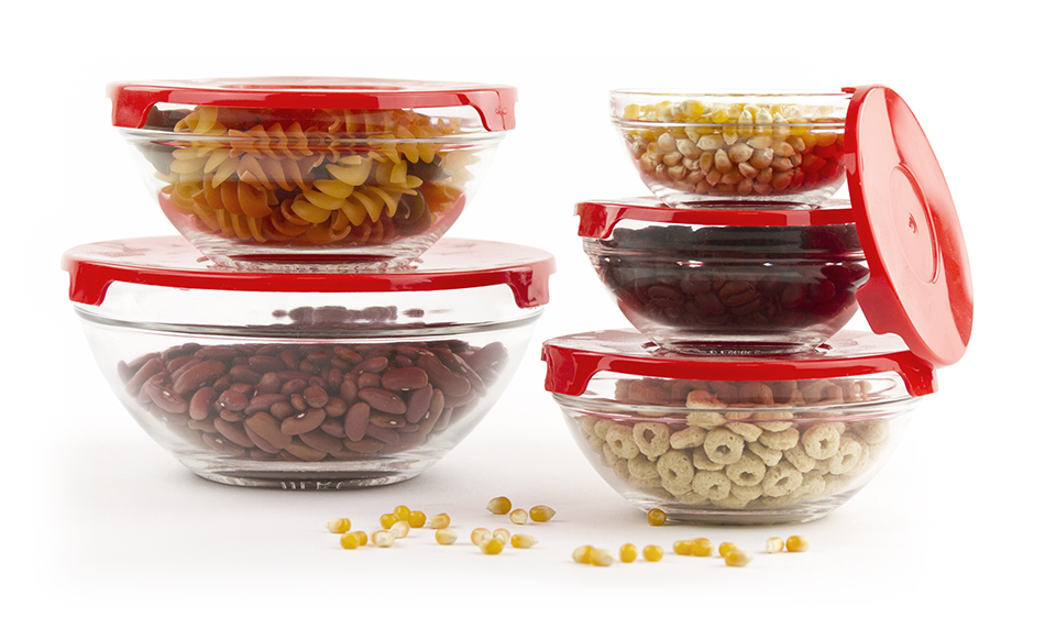 10 Pcs Glass Lunch Bowls Healthy Food Storage Containers Set With Red ...