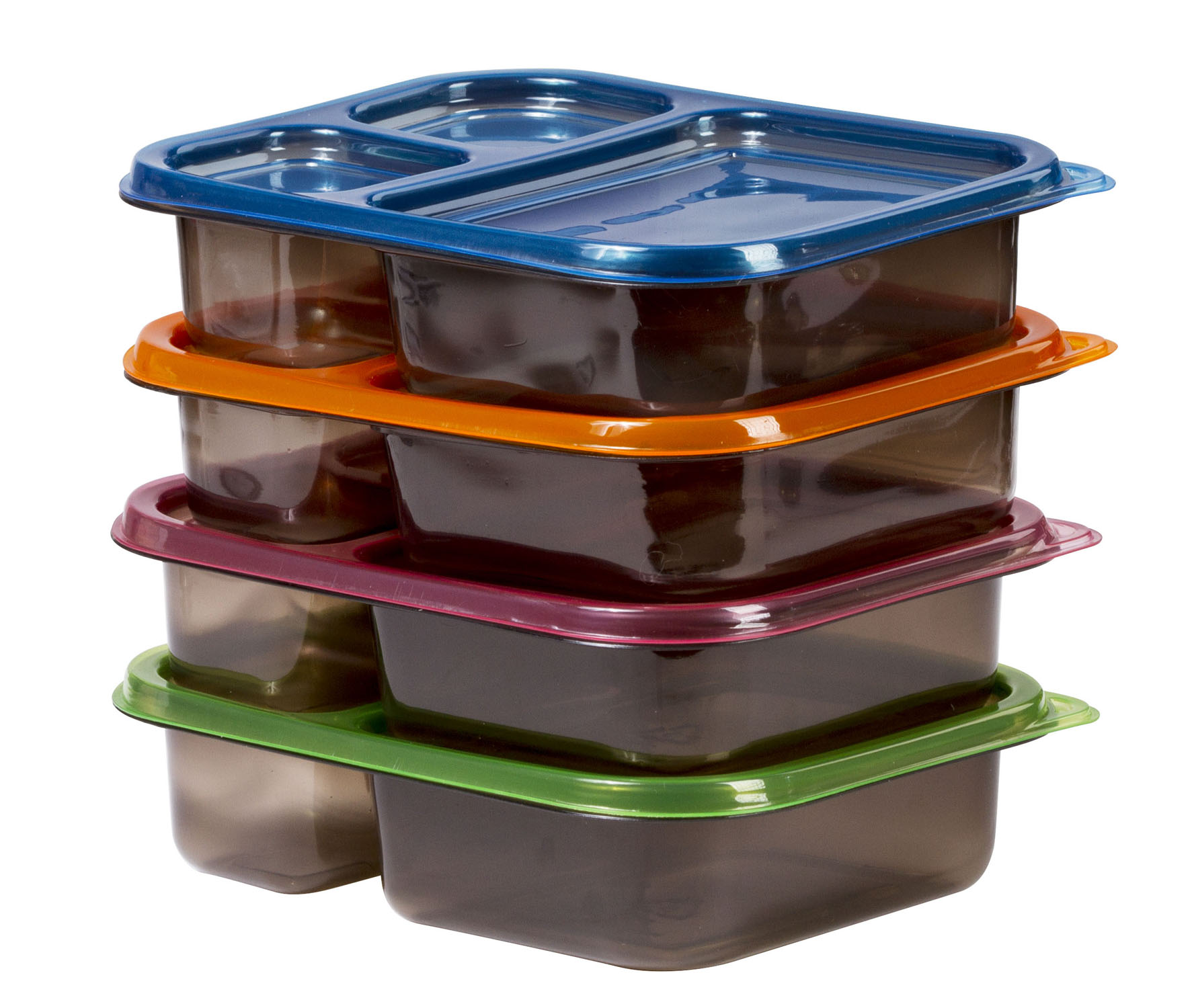 8 Meal Prep Containers 3 Compartment Plastic Bento Food Storage Set 3