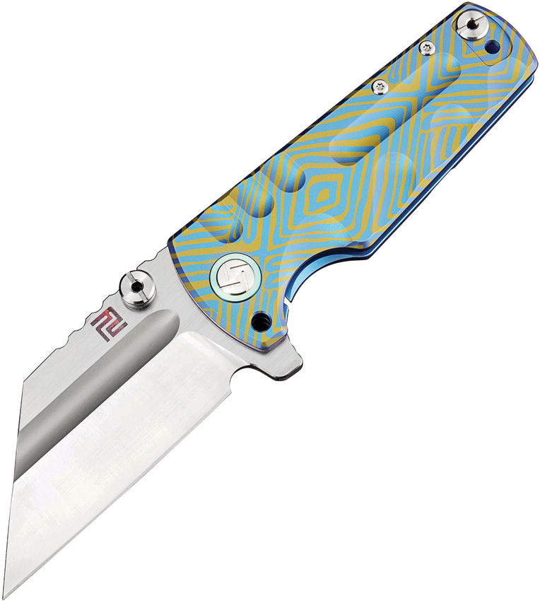 Artisan Proponent Framelock Blue/Gold Titanium Folding S35VN