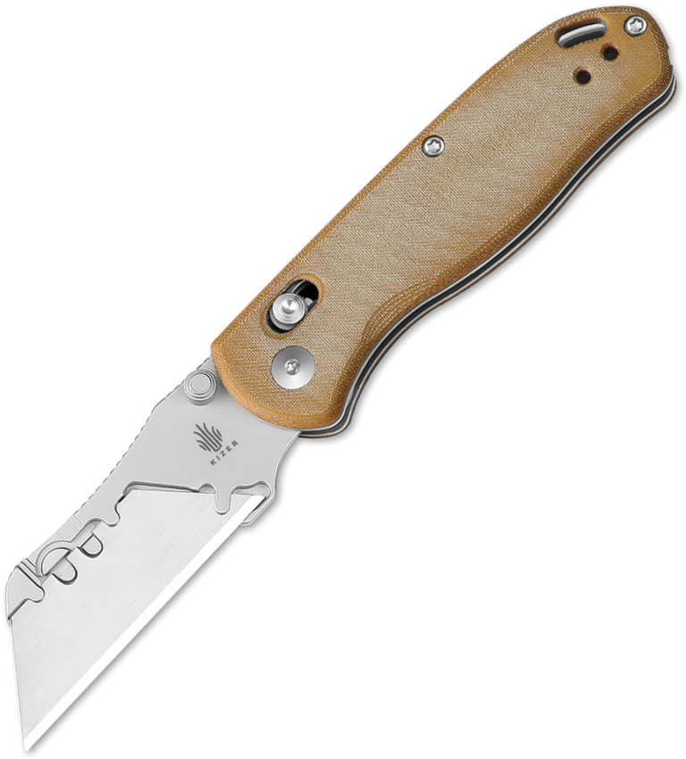 Kizer Cutlery Drop Bear Utility Clutch Lock Brown Micarta Folding