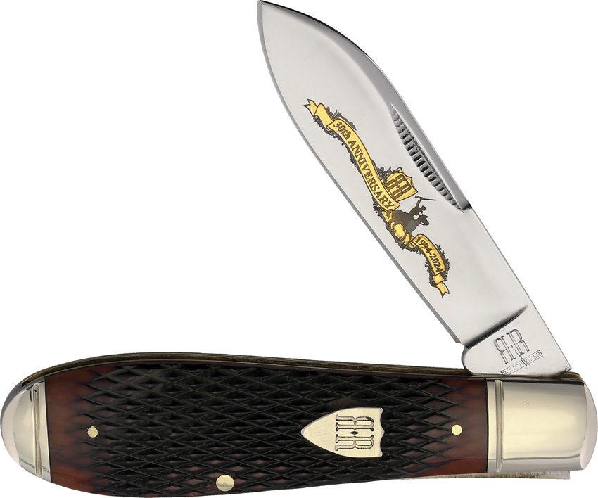 Rough Ryder 30th Anniversary Teardrop Jack Brown Folding Stainless