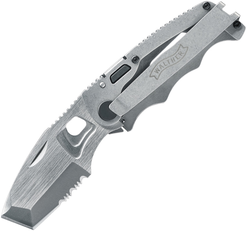 Walther CFK Chisel Framelock Folding 440C Stainless Serrated Pocket