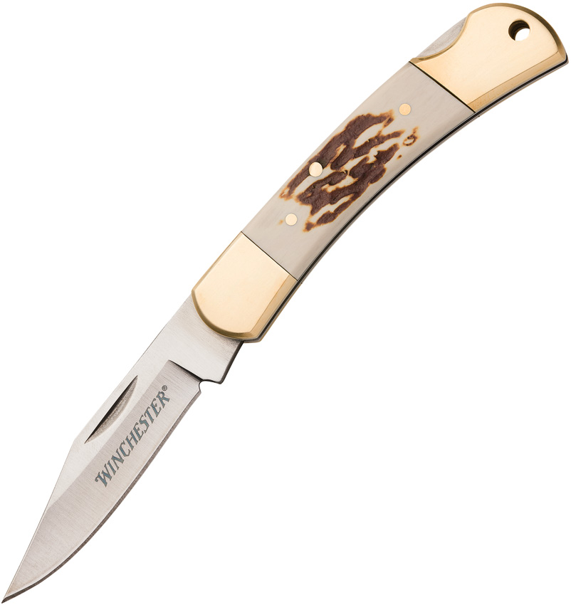 Winchester Small Lockback White Imitation Stag Folding Pocket