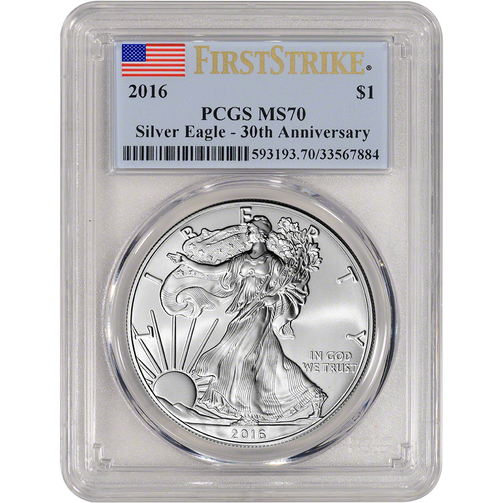 2016 American Silver Eagle - PCGS MS70 - First Strike - 30th ...