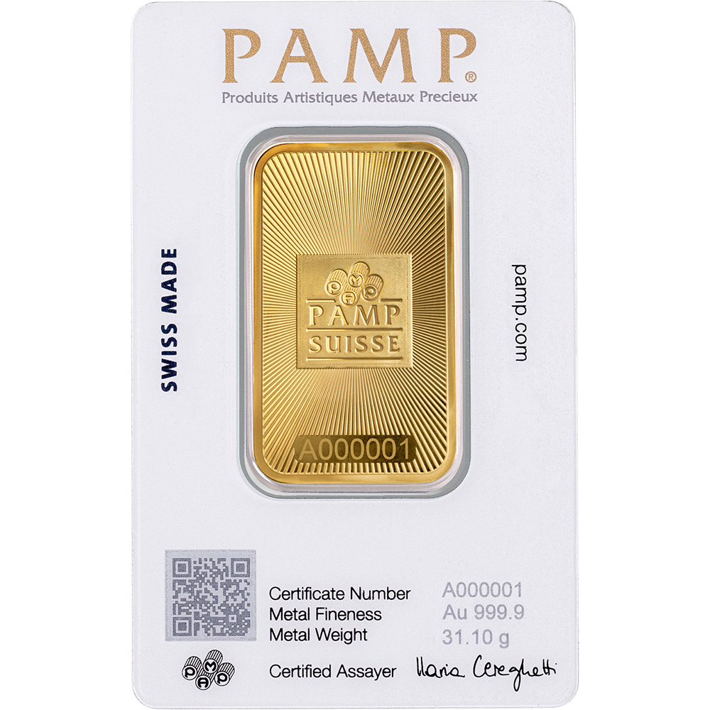 1 oz. Gold Bar - PAMP Suisse - Suisse Design - 999.9 Fine in Sealed ...