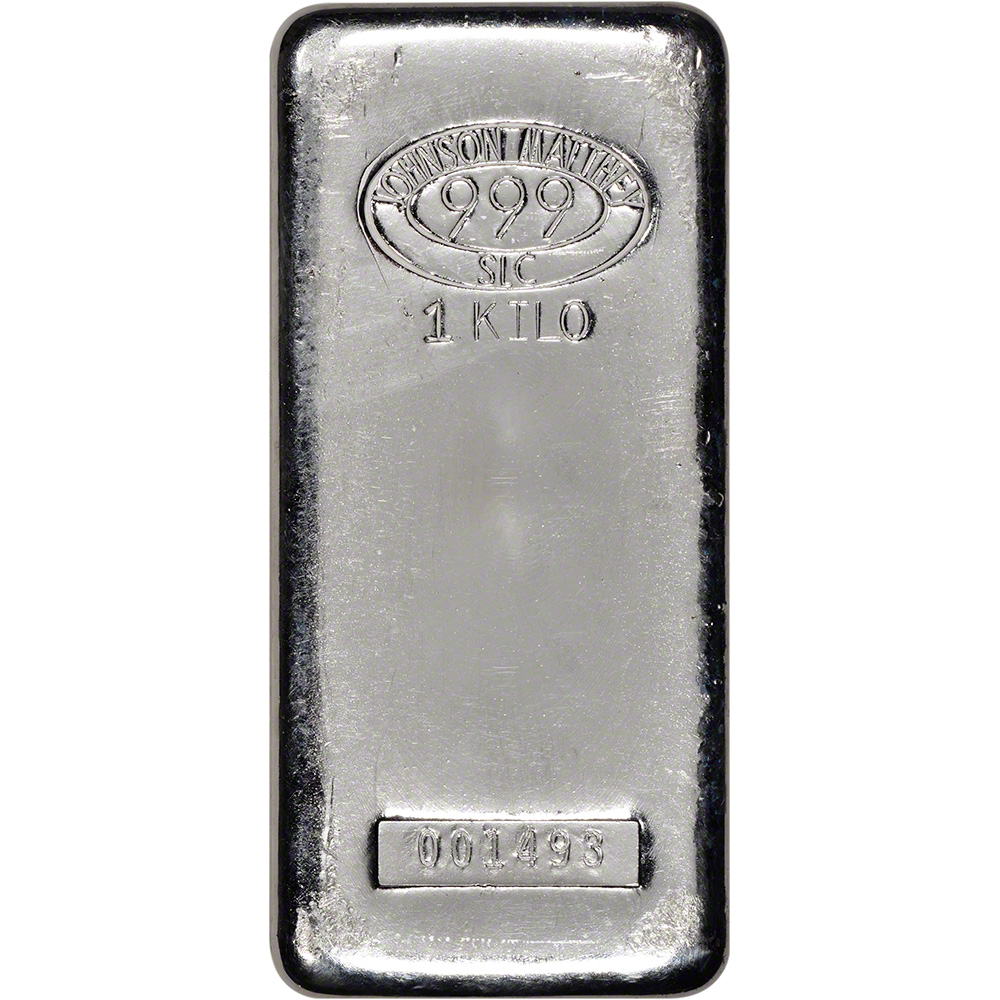 Kilo (32.15 oz.) JM Silver Bar - Johnson Matthey (Poured) .999 Fine w ...