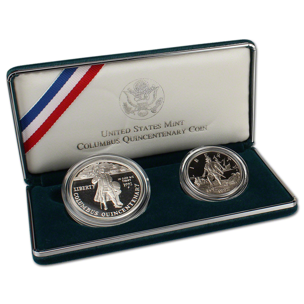 1992 US Columbus Quincentenary 2-Coin Commemorative Proof Set | eBay