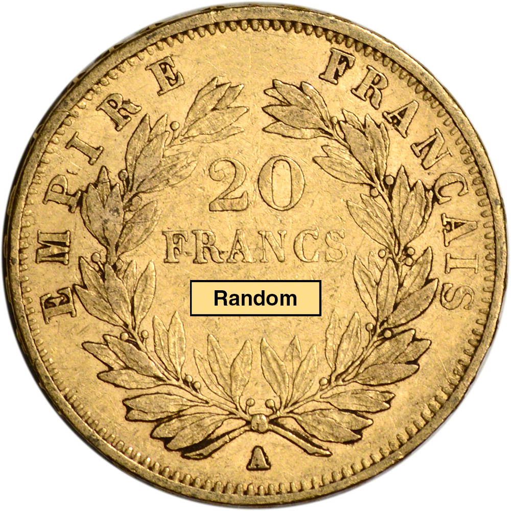 1867BB フランス ナポレオン3世 20セント NGC MS67 France Gold 20 Francs .1867 oz - Napoleon III - Bare - Avg Circ